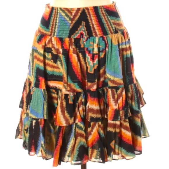 RALPH LAUREN Colorful Western Southwestern Skirt Elastic Waist Plus Sz 16 NEW!!! - Picture 1 of 12